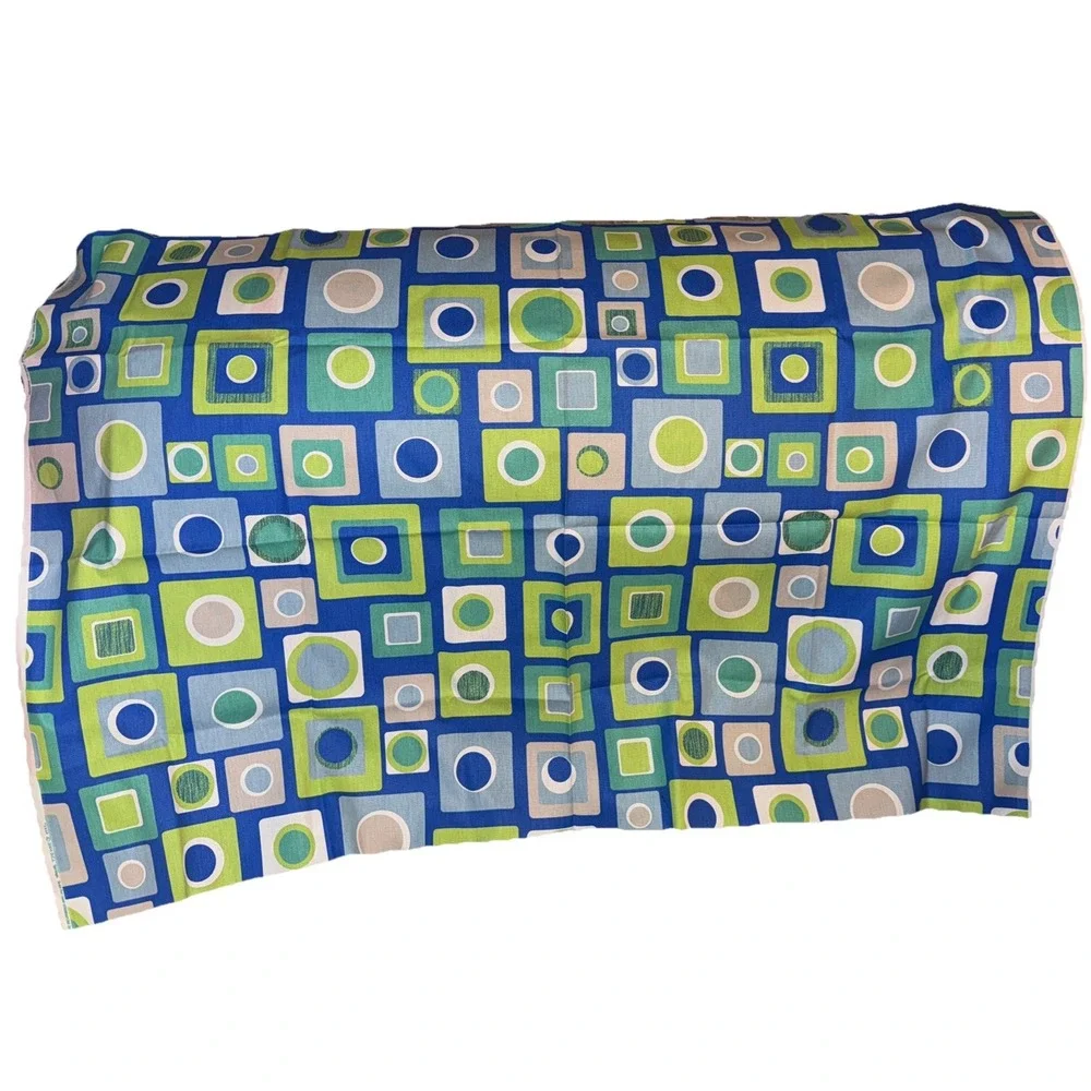 Vtg DCI Springs Cotton Fabric Atomic Age Geometric Shapes Blue Green 2004 1 Yd